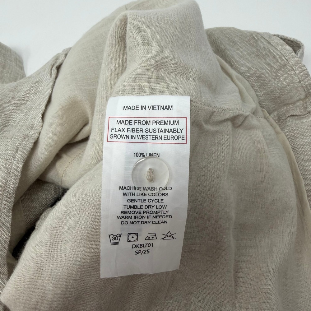 Quince European 100% Linen Fitted Tank Top Flax Beige Size Large Square Neck - Picture 5 of 7